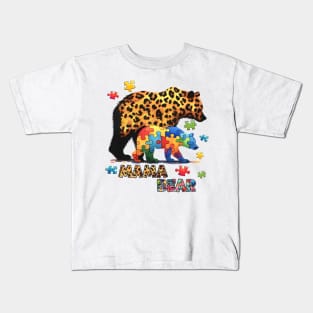 Autism Mama Bear Autism Awareness Gift for Birthday, Mother's Day, Thanksgiving, Christmas Kids T-Shirt